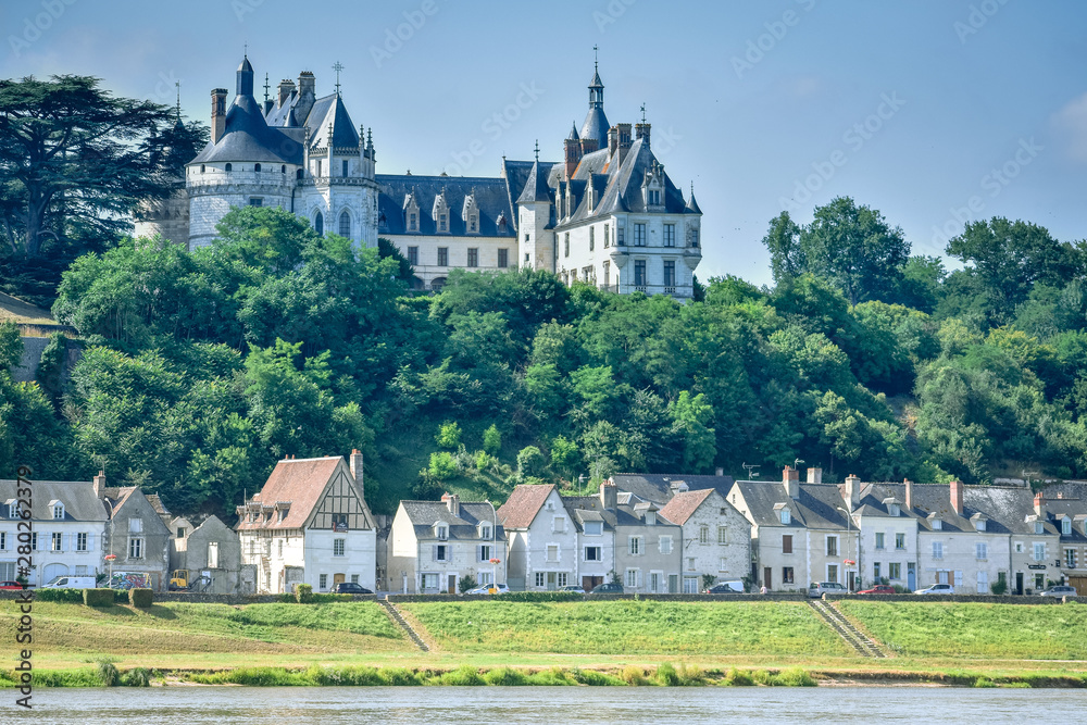 CHAUMONT CASTLE, FRANCE - JULY 07, 2017: Chaumont castle stands above the River Loire in a summer day at Chaumont castle, France on July 07, 2017