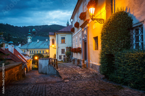 Street in the old town of Banska Stiavnica in central Slovakia. photo