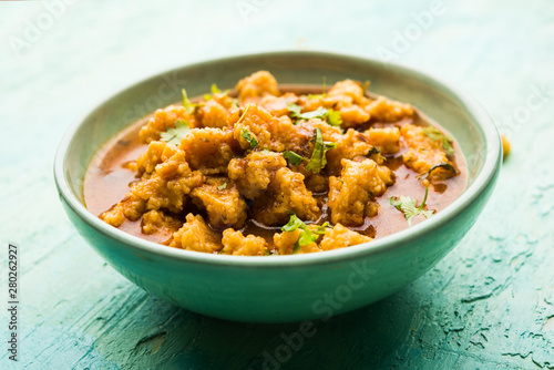 Home made mung dal masala vadi also known as Moong wadi or moongwadi or moongodi sabzi. It's a popular Maharashtrian recipe especially from Vidarbha region. photo