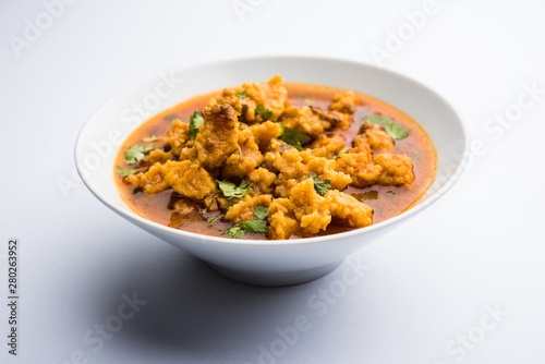 Home made mung dal masala vadi also known as Moong wadi or moongwadi or moongodi sabzi. It's a popular Maharashtrian recipe especially from Vidarbha region. photo