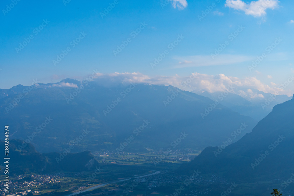 Panoramic view of the alps seen from Lichtenstein