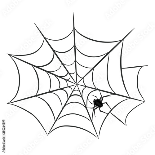 spider on web for halloween design greeting card on white, stock vector illustration