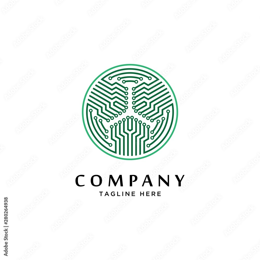 Circuit in the circle icon.Technology logo design template symbol vector Circuit in the circle icon.Technology logo design template symbol vector