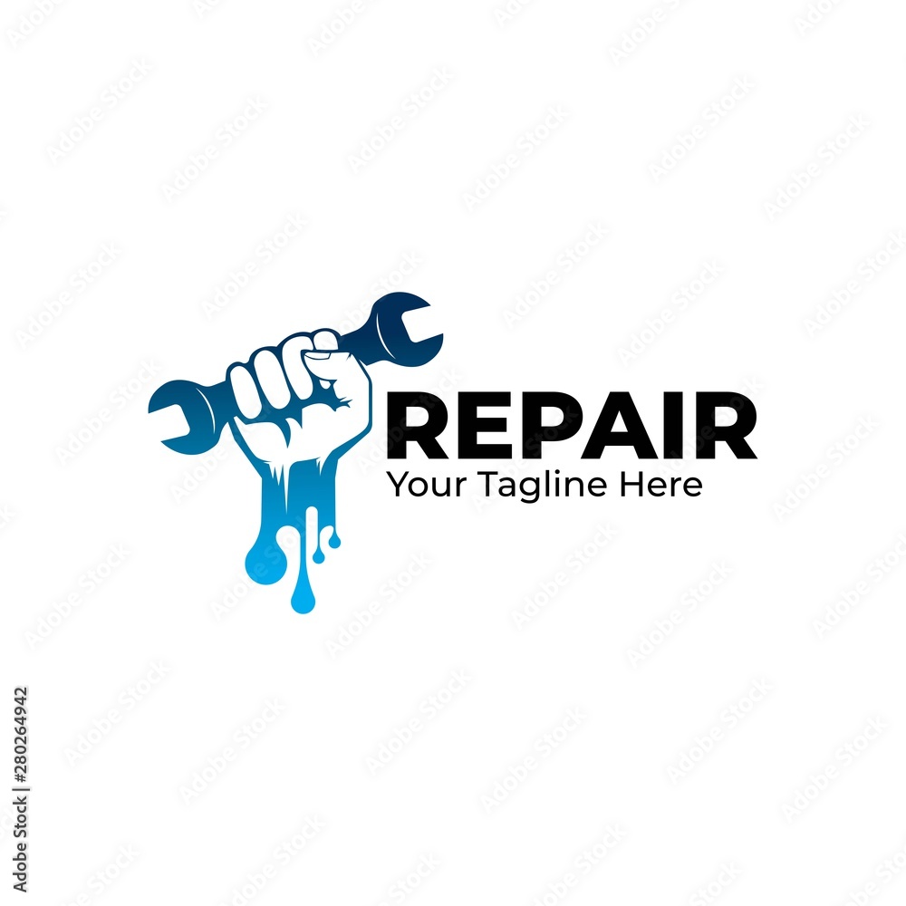 Hand with wrench symbol.icon for reparation logo design template