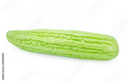 Bitter melon isolated on white background with clipping path