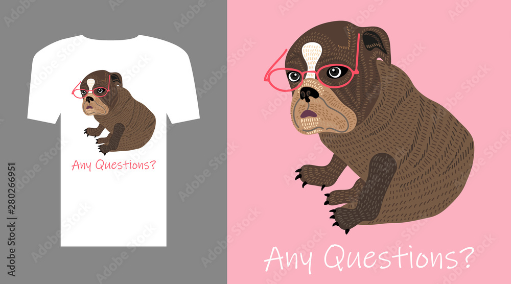 Any Questions? Funny dog T-shirt. Stock Vector | Adobe Stock