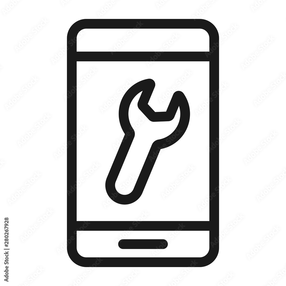 service smartphone - minimal line web icon. simple vector illustration. concept for infographic, website or app. service smartphone - minimal line web icon. simple vector illustration. concept for infographic, website or app.