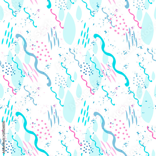 Abstract background with drops of water and sprays. Colorful abstract doodle ...