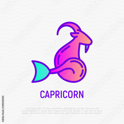 Capricorn thin line icon. Modern vector illustration of astrological sign for horoscope.