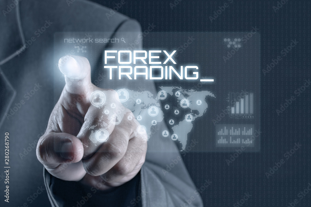 Business man pointing to virtual screen. Business & Technology Concept Business man pointing to virtual screen. Business & Technology Concept