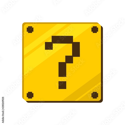 Golden block with interrogation symbol