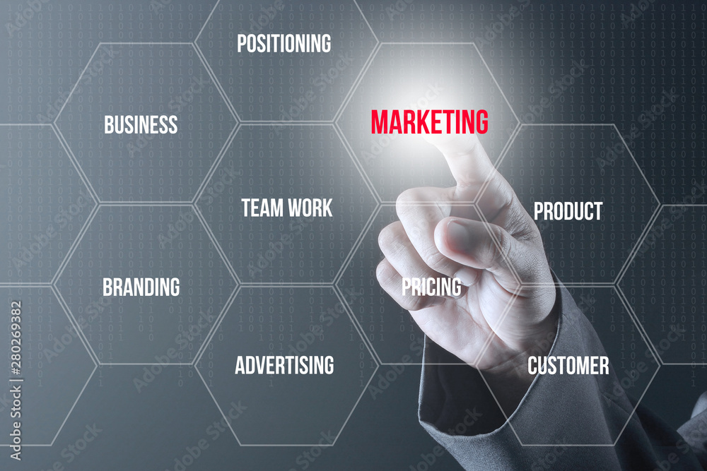 Consultant presenting marketing concept and relations with business Consultant presenting marketing concept and relations with business