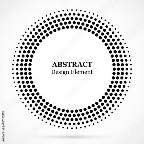 Black abstract vector circle frame halftone dots design element.Halftone effect vector pattern for your design. Isolated circle dots isolated for medical, cosmetic advertisement.