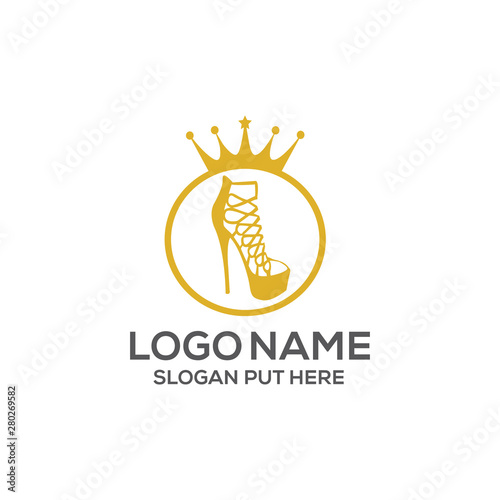 Women shoe shop logo design template