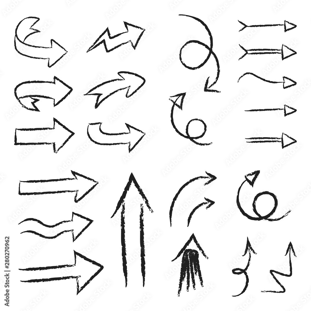 Hand drawn arrows set. Collection of arrow doodles. Hand drawn arrows set. Collection of arrow doodles.