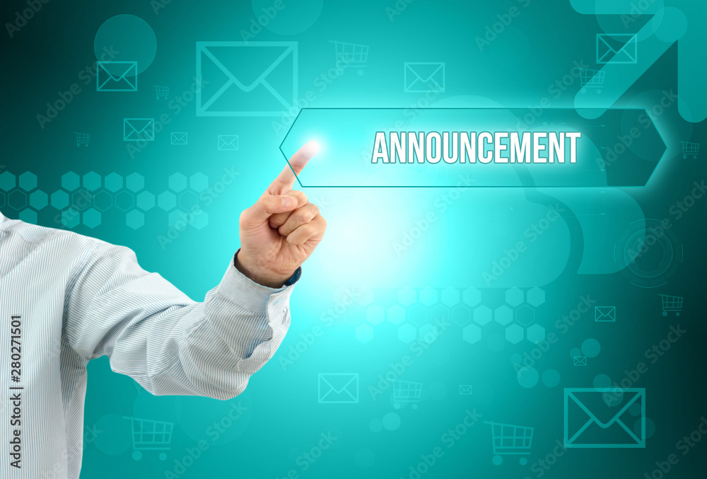 Obraz premium Business man touch a button on an imaginary screen with text