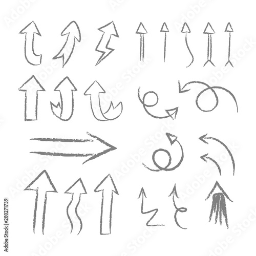 Hand drawn arrows set. Collection of arrow doodles.