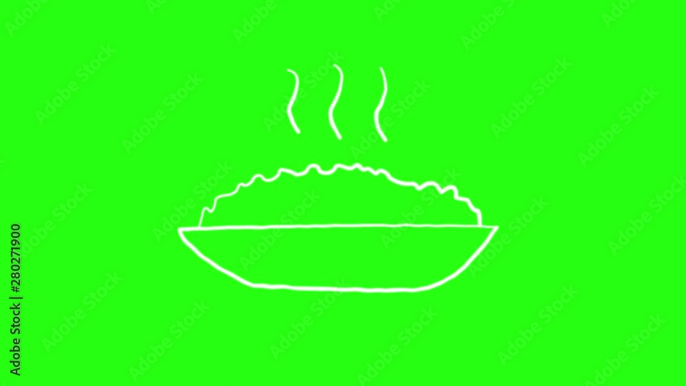 Animation Rice Greenscreen Rice Icon Hand Draw cartoon Animation Doodle in Green Screen Stock ...