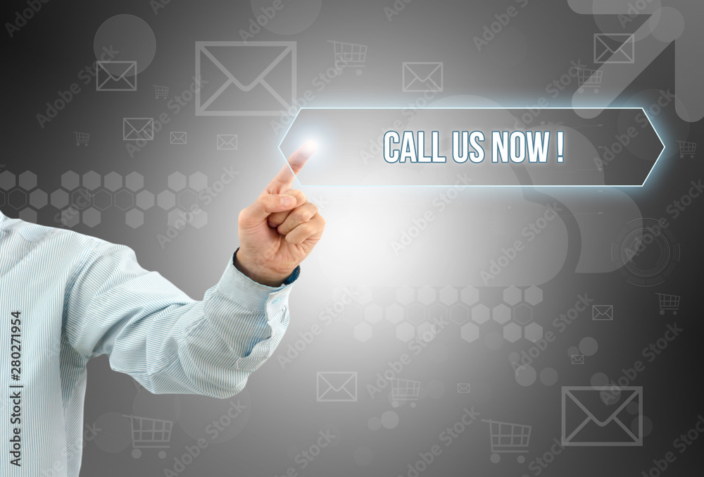 Business man touch a button on an imaginary screen with text Business man touch a button on an imaginary screen with text