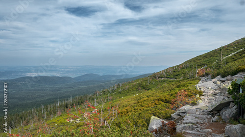 Landscape of Sidetes mountains, hiking trail in Poland photo