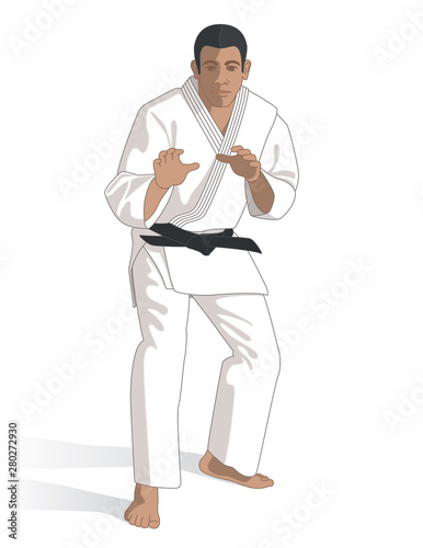 judo male athlete isolated on a white background
