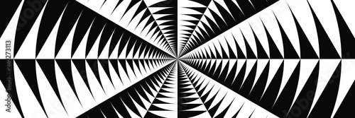 Abstract Black and White Geometric Pattern with Circles. Spiral Optical Psychedelic Illusion. Striped Wicker Texture. 3D Illustration