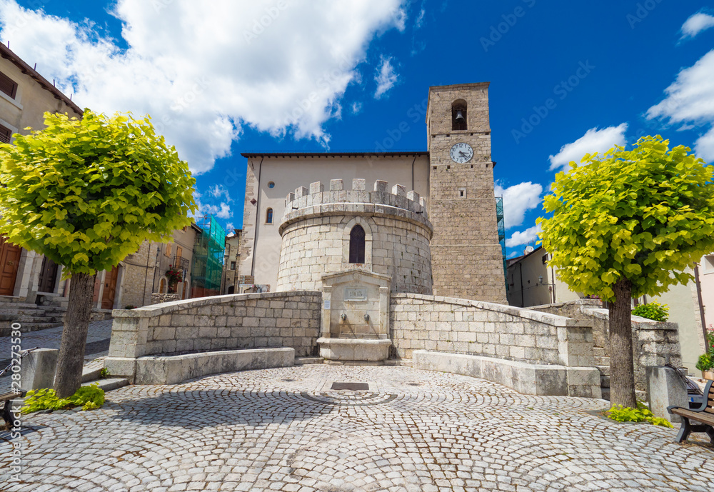 Opi (Italy) - The little and suggestive stone town on the hill, in the heart of National Park of Abruzzo, Lazio and Molise. Here a view of historic center during the summer.
