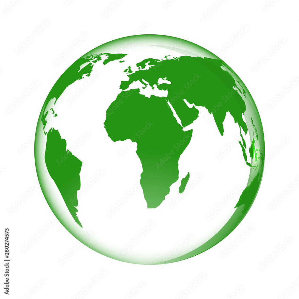 Green earth icon. Isolated on white. Vector illustration. Green earth icon. Isolated on white. Vector illustration.