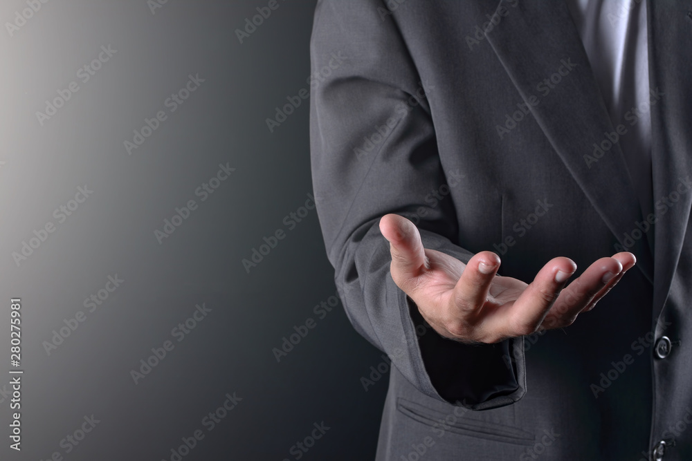 Fototapeta premium Asian businessman. Showing his empty hands