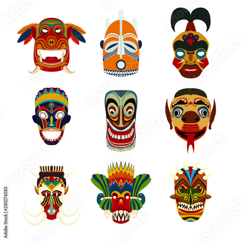 Tribal masks set 8