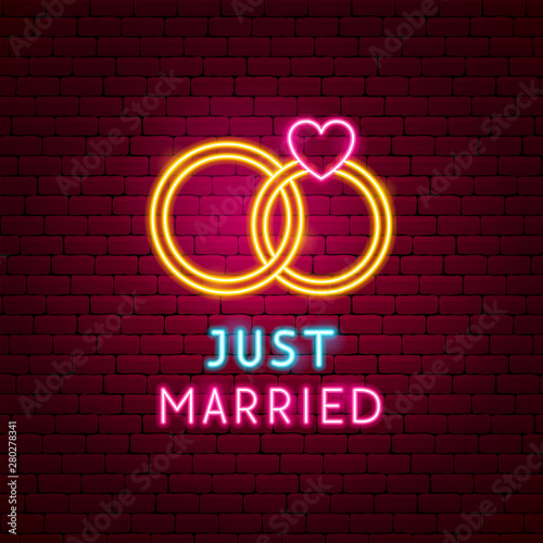 Just Married Neon Label
