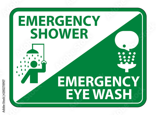 Emergency Shower,Eye Wash Symbol Sign Isolate On White Background,Vector Illustration EPS.10