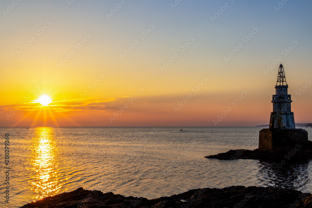 Scenic sunrise at the Ahtopol lighthouse, Bulgarian Black Sea Coast