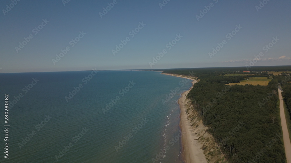 Aerial view of coastline Jurkalne Baltic sea Latvia