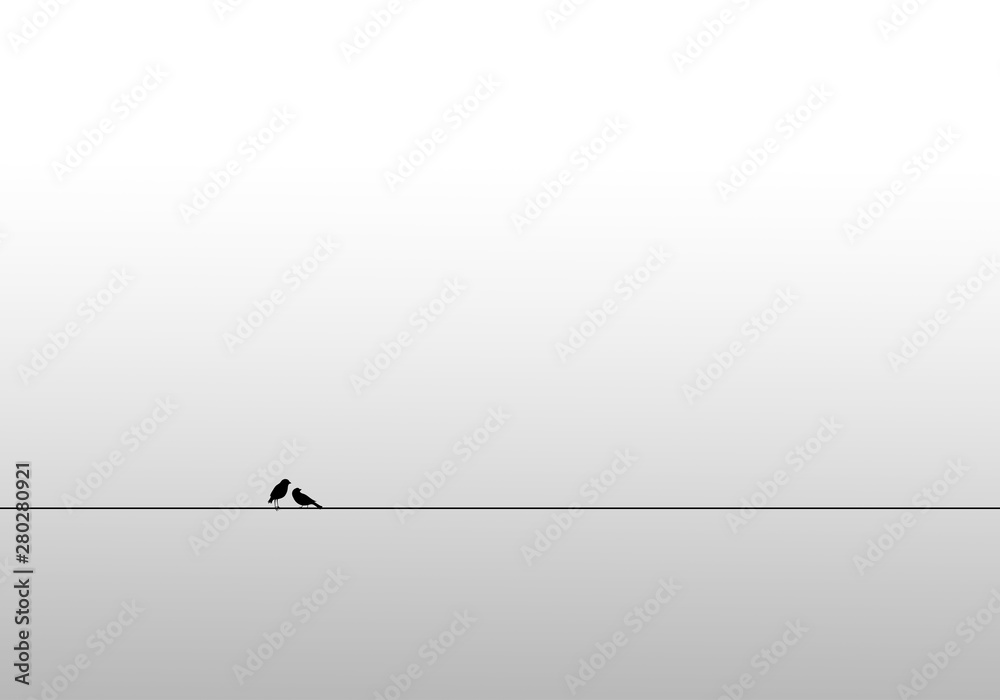 Birds in minimalist image... or simplified art Birds in minimalist image... or simplified art