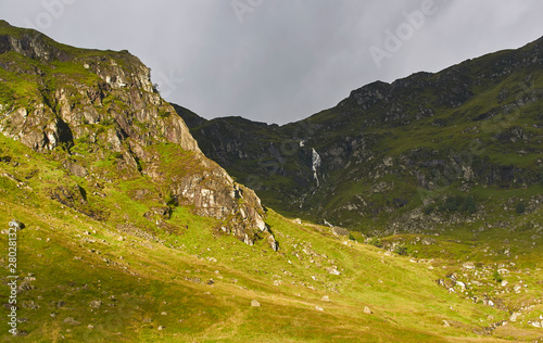 Bild auf Leinwand Early morning light on the Cliffs surrounding Corrie Fee, a Glacial Corrie in the Cairngorm National park, in the Highlands of Scotland near Kirriemuir