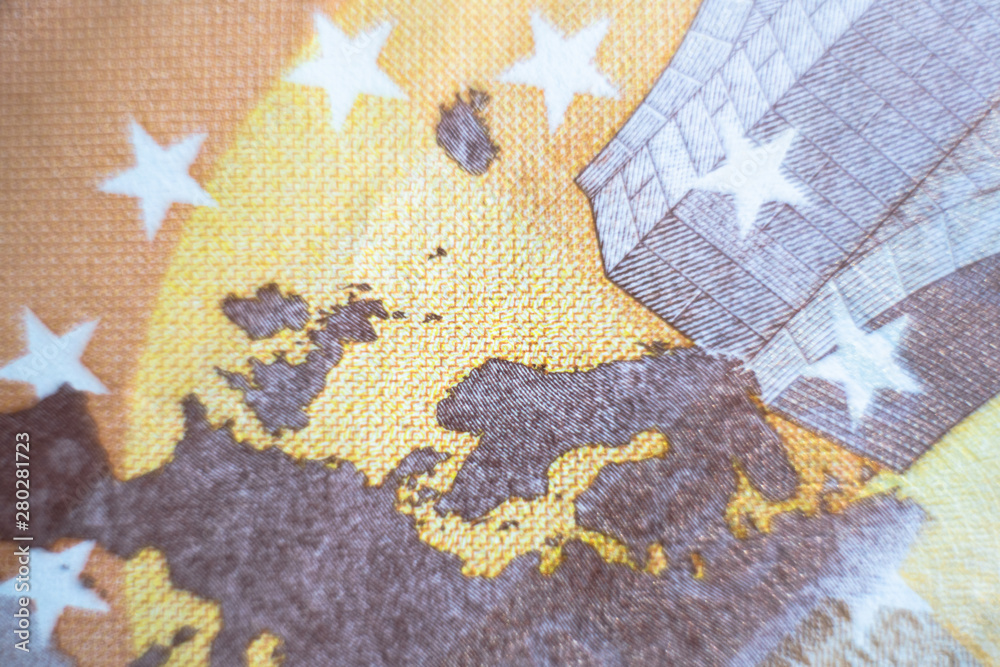 Closeup photo of a part of fifty euro. Closeup on 50 EURO banknots. Macro photo. Closeup photo of a part of fifty euro. Closeup on 50 EURO banknots. Macro photo.