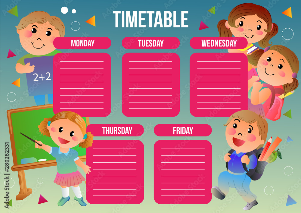 School Time Table With Cartoon Student Stock Vector Adobe Stock school-time-table-with-cartoon-student-stock-vector-adobe-stock