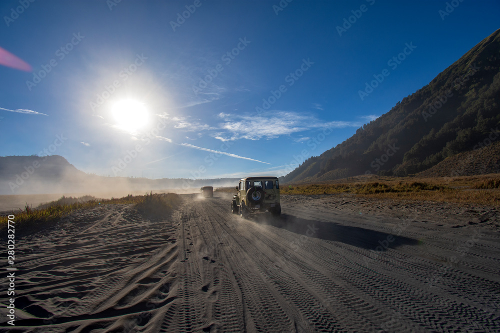 Mount Bromo volcano during sunrise, 2019 East Java, Indonesia