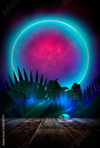 Night concept of a wooden t...
