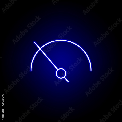 speedometer speed time clock icon in blue neon style.. Elements of time illustration icon. Signs, symbols can be used for web, logo, mobile app, UI, UX