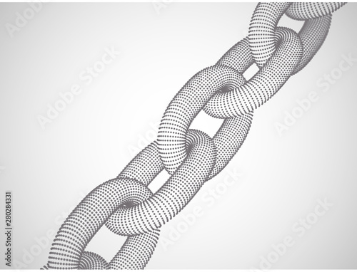 Concept of blockchain technology and network connections: 3D digital chain. Business partnership and communication. Artificial intelligence abstract background. EPS 10, vector illustration.