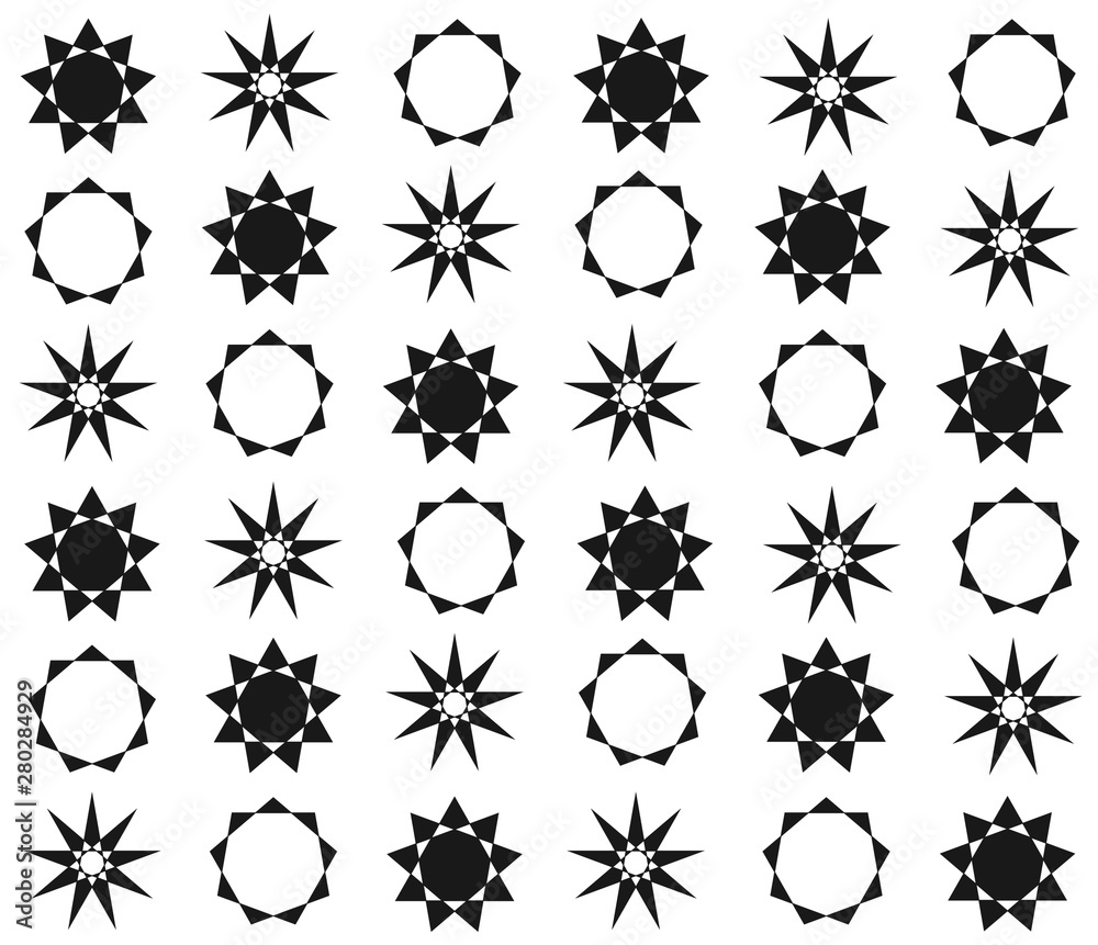 Background with black and white stars shapes in vector