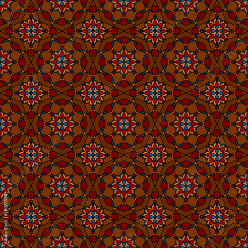 Seamless geometric African Arabian Asian oriental vector pattern background colorful vintage retro abstract art