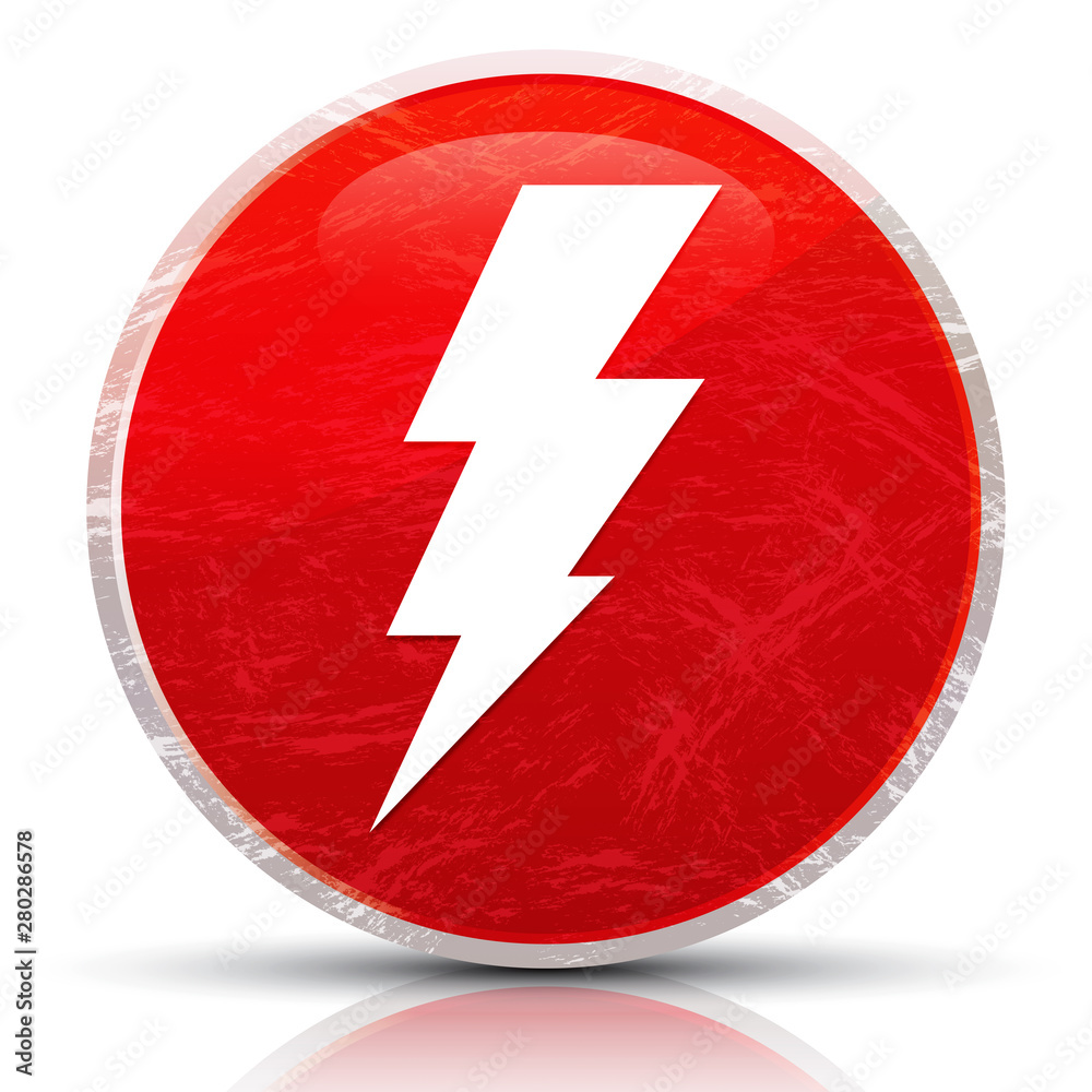 Lightning icon metallic grunge abstract red round button vector illustration Lightning icon metallic grunge abstract red round button vector illustration