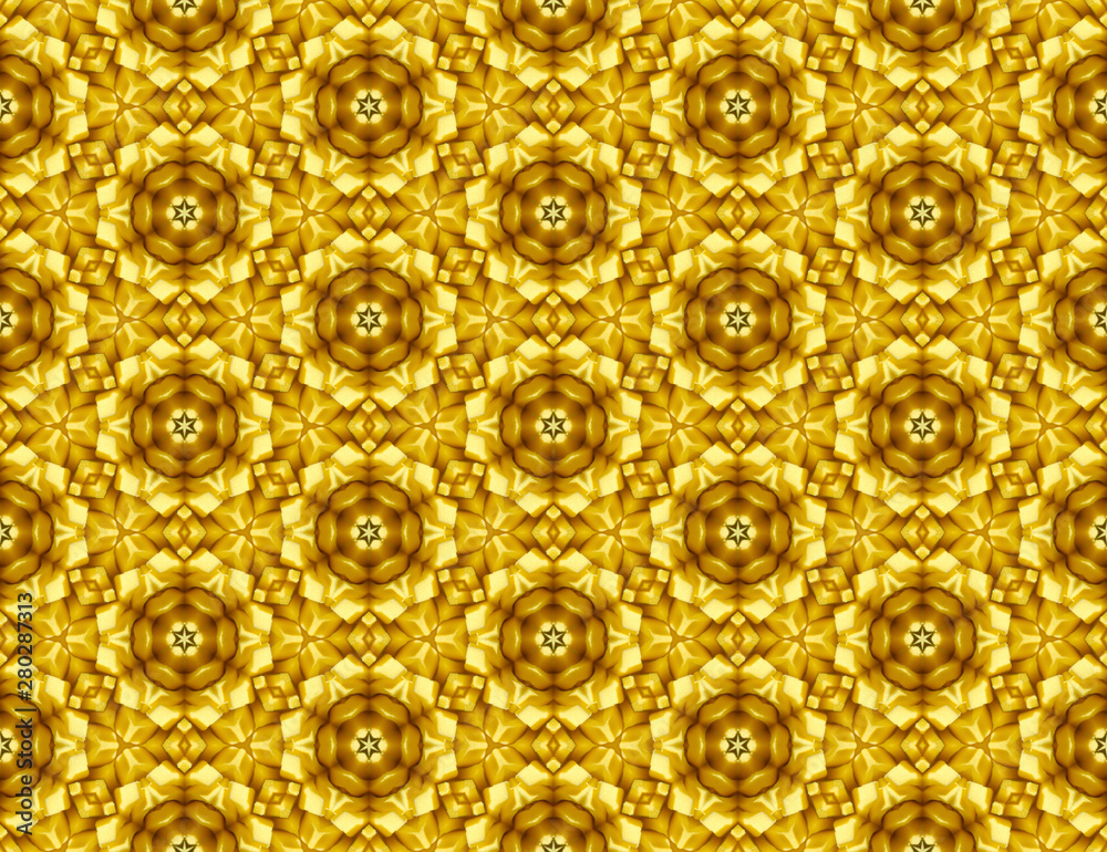 Seamless abstract raster pattern with a motif of a yellow flower	