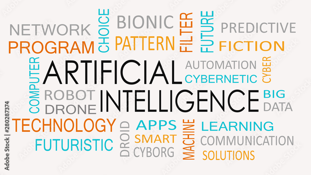 Fototapeta premium Artificial intelligence word cloud concept.