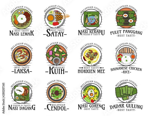Food of Malaysia, malaysian cuisine dishes logos