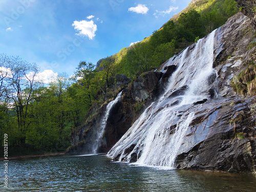 Waterfall Cascata delle Sponde or Wasserfall Cascata delle Sponde, Riveo (The Maggia Valley or Valle Maggia or Maggiatal) - Canton of Ticino, Switzerland photo