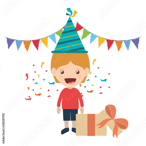 boy with party hat in birthday celebration